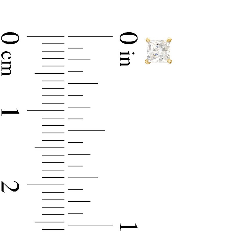 Main Image 2 of Cubic Zirconia 3mm Square, Round and Ball Stud Earring Set in 10K Gold