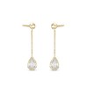 Thumbnail Image 1 of Cubic Zirconia Bezel Pear Dangle Chain Earrings in 10K Solid Gold
