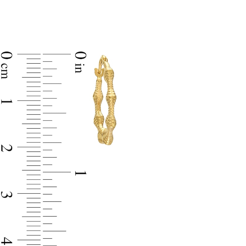 20mm Bamboo Hoop Earrings in 10K Hollow Gold