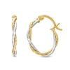 Thumbnail Image 1 of 15mm Two-Tone Double Twist Rope Hoop Earrings in 10K Gold