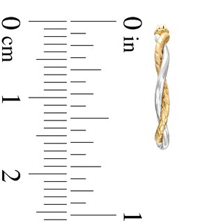 15mm Two-Tone Double Twist Rope Hoop Earrings in 10K Gold