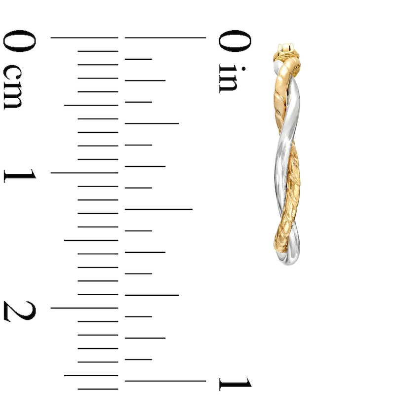 Main Image 2 of 15mm Two-Tone Double Twist Rope Hoop Earrings in 10K Gold