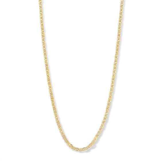 10K Semi-Solid Gold Diamond-Cut Mariner Chain Made in Italy - 22"