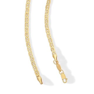 10K Semi-Solid Gold Diamond-Cut Mariner Chain Made in Italy - 22"