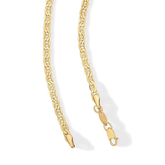 10K Semi-Solid Gold Diamond-Cut Mariner Chain Made in Italy - 22"