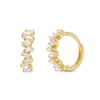 Thumbnail Image 0 of Cubic Zirconia Jagged Baguette Huggie Hoop Earrings in 10K Gold