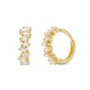 Thumbnail Image 1 of Cubic Zirconia Jagged Baguette Huggie Hoop Earrings in 10K Gold