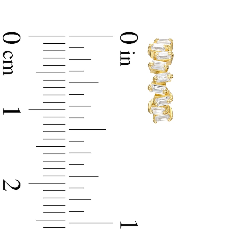 Cubic Zirconia Jagged Baguette Huggie Hoop Earrings in 10K Gold