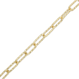 ​​​​​​​​​​​​​​Made in Italy Diamond-Cut Woven Link Chain Bracelet in 10K Hollow Gold- 7.5&quot;