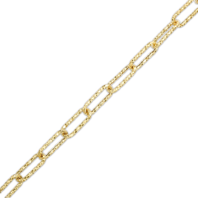 ​​​​​​​​​​​​​​Made in Italy Diamond-Cut Woven Link Chain Bracelet in 10K Hollow Gold- 7.5"