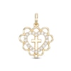 Thumbnail Image 1 of Cubic Zirconia Cross Open Heart Necklace Charm in 10K Gold
