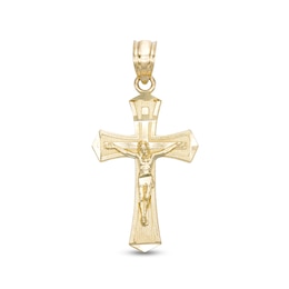 Small Bold Crucifix Necklace Charm in 10K Gold