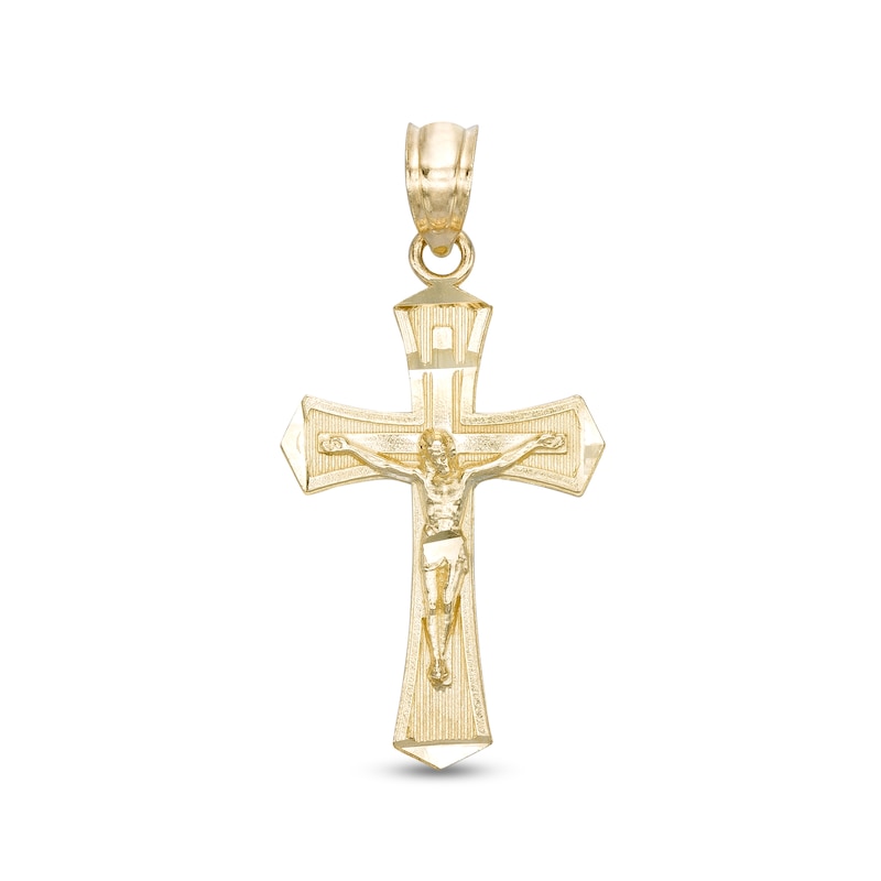 Small Bold Crucifix Necklace Charm in 10K Gold