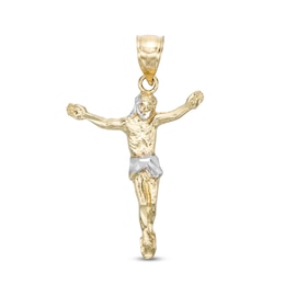 Jesus Open Arms Two-Tone Necklace Charm in 10K Gold