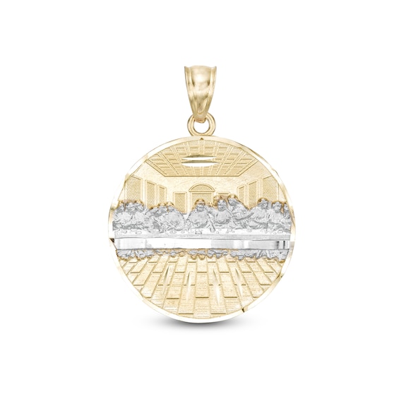 The Last Supper Medallion Two-Tone Necklace Charm in 10K Gold