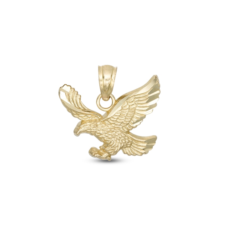 Small Flying Eagle Necklace Charm in 10K Gold