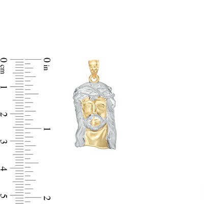 Diamond-Cut Jesus Head Two-Tone Necklace Charm in 10K Gold