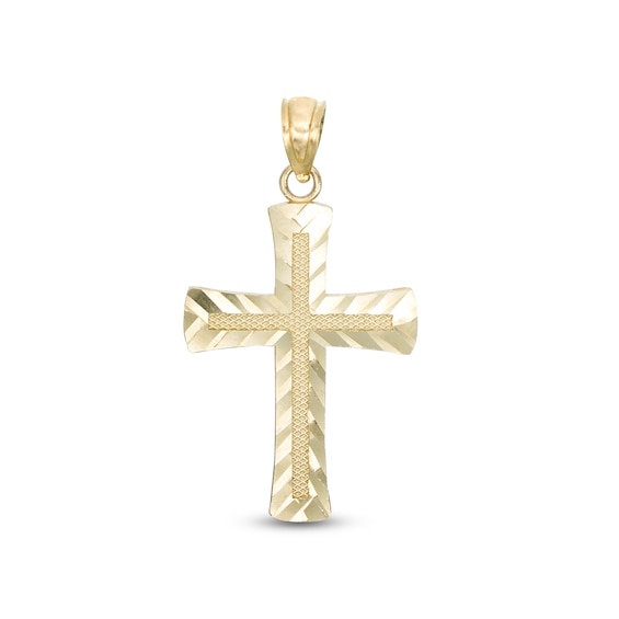 Diamond-Cut Chevron Cross Necklace Charm in 10K Gold