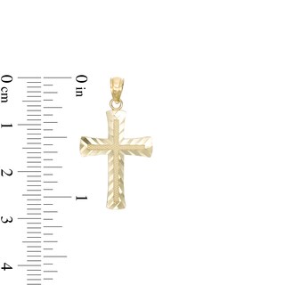 Diamond-Cut Chevron Cross Necklace Charm in 10K Gold