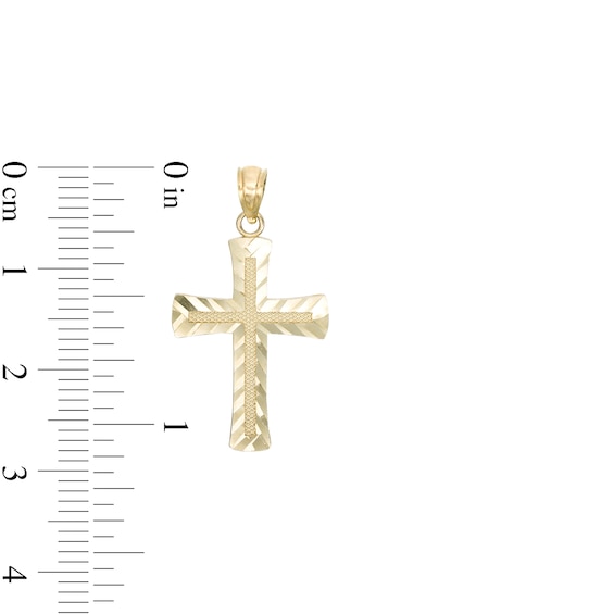 Diamond-Cut Chevron Cross Necklace Charm in 10K Gold