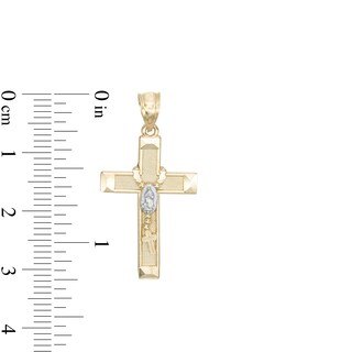 Medium Rosary on Cross Two-Tone Necklace Charm in 10K Gold