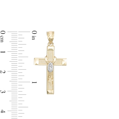 Medium Rosary on Cross Two-Tone Necklace Charm in 10K Gold