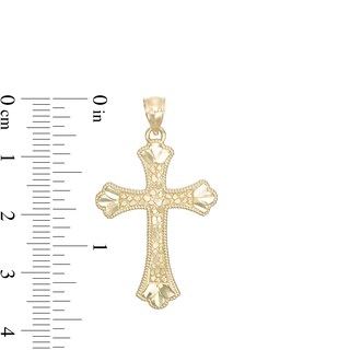 Nugget Texture Flare Cross Necklace Charm in 10K Gold