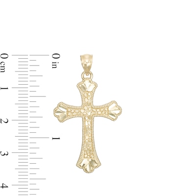 Nugget Texture Flare Cross Necklace Charm in 10K Gold