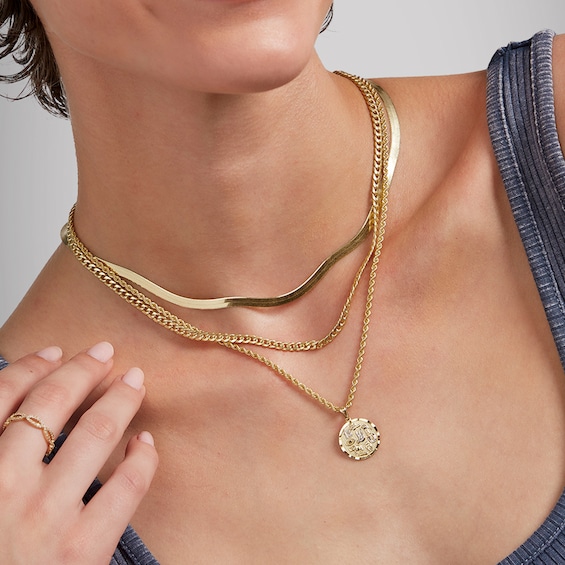 Small Luck Symbol Medallion Two-Tone Necklace Charm in 10K Gold