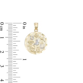 Small Luck Symbol Medallion Two-Tone Necklace Charm in 10K Gold
