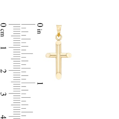 Small Polished Knife Edge Cross Necklace Charm in 10K Hollow Gold