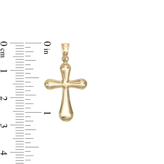 Puffed Ends Cross Necklace Charm in 10K Hollow Gold