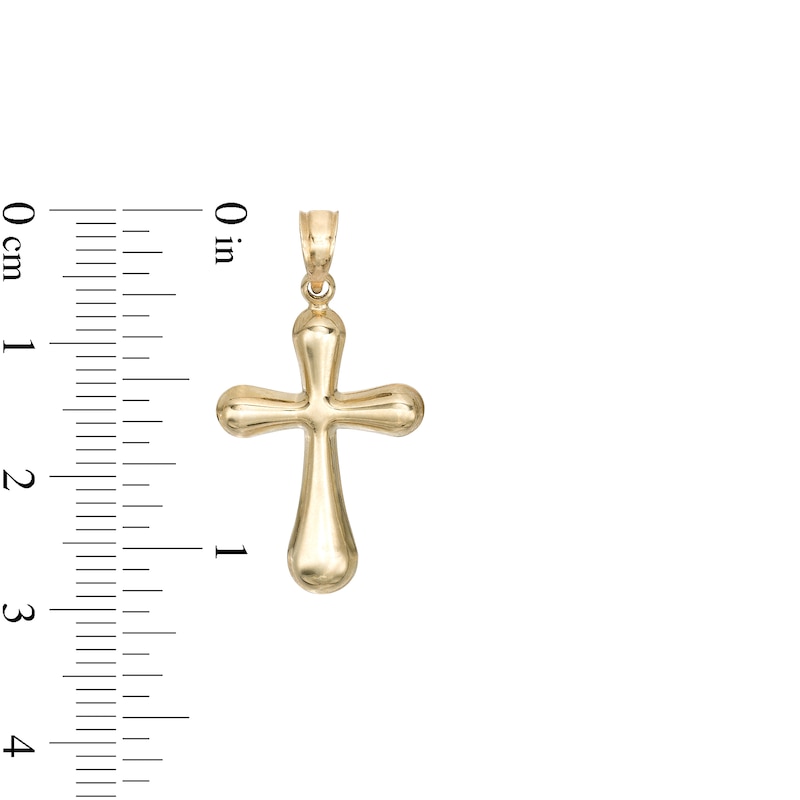 Puffed Ends Cross Necklace Charm in 10K Hollow Gold