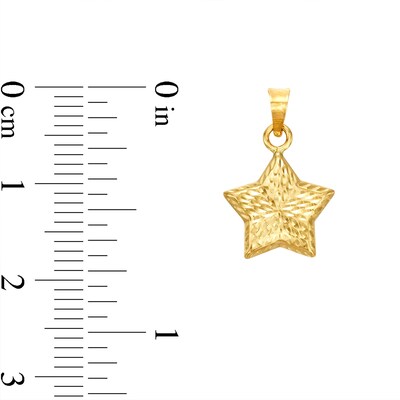Diamond-Cut Disco Puff Star Charm in 10K Hollow Gold