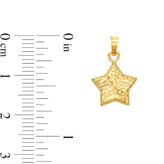 Diamond-Cut Disco Puff Star Charm in 10K Hollow Gold
