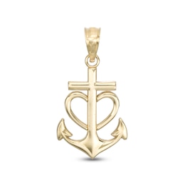 Anchor Heart Necklace Charm in 10K Gold