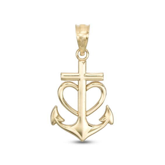 Anchor Heart Necklace Charm in 10K Gold