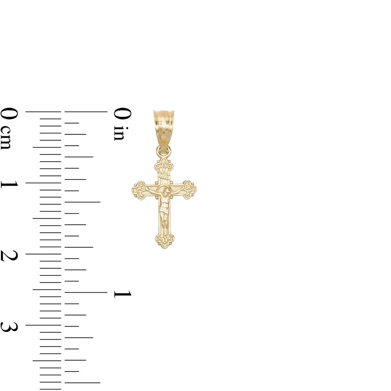 Small Flare Crucifix Necklace Charm in 10K Gold