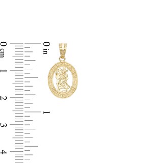 Saint Christopher Oval Necklace Charm in 10K Gold