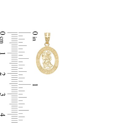 Saint Christopher Oval Necklace Charm in 10K Gold