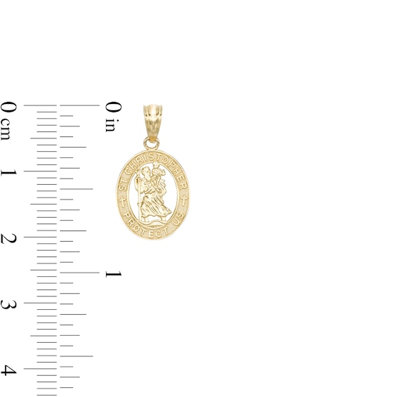 Saint Christopher Oval Necklace Charm in 10K Gold