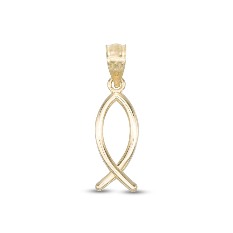Main Image 1 of Christian Fish Necklace Charm in 10K Gold
