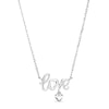 Thumbnail Image 1 of Sterling Silver Small Cursive Love with Heart Dangle Pendant - 16" + 2"