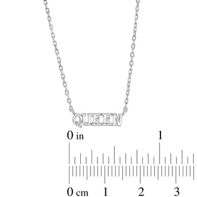 Sterling Silver Queen Bold Block Pendant - 16" + 2"