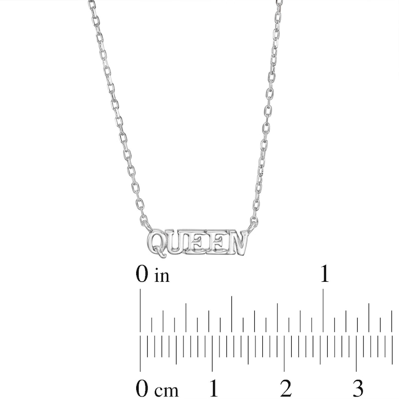 Main Image 2 of Sterling Silver Queen Bold Block Pendant - 16" + 2"