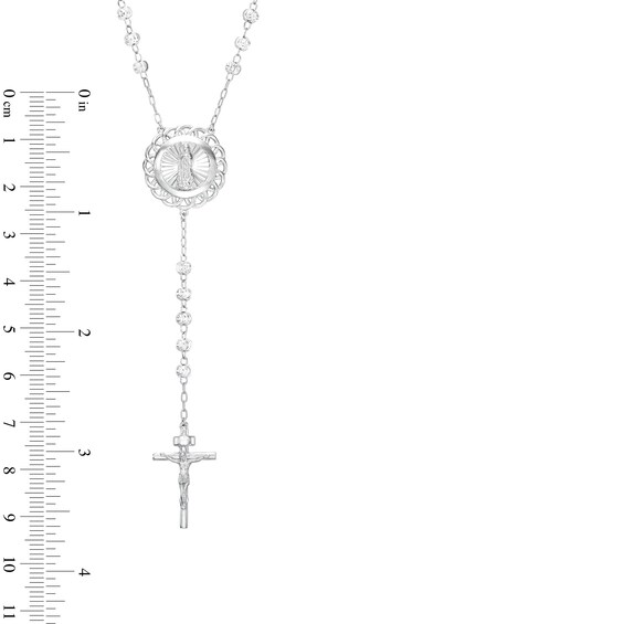 Diamond-Cut Beaded Lace Crucifix Rosary in Sterling Silver
