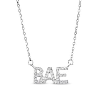 Cubic Zirconia Pavé Bae Pendant Necklace in Sterling Silver