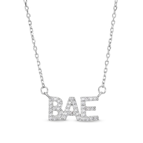 Cubic Zirconia Pavé Bae Pendant Necklace in Sterling Silver