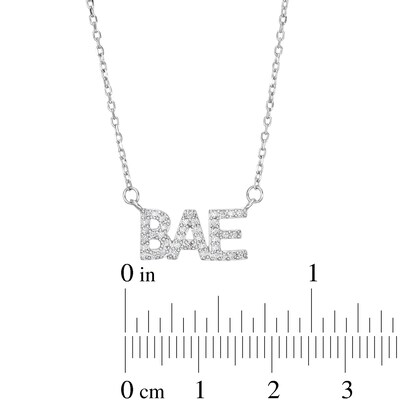 Cubic Zirconia Pavé Bae Pendant Necklace in Sterling Silver