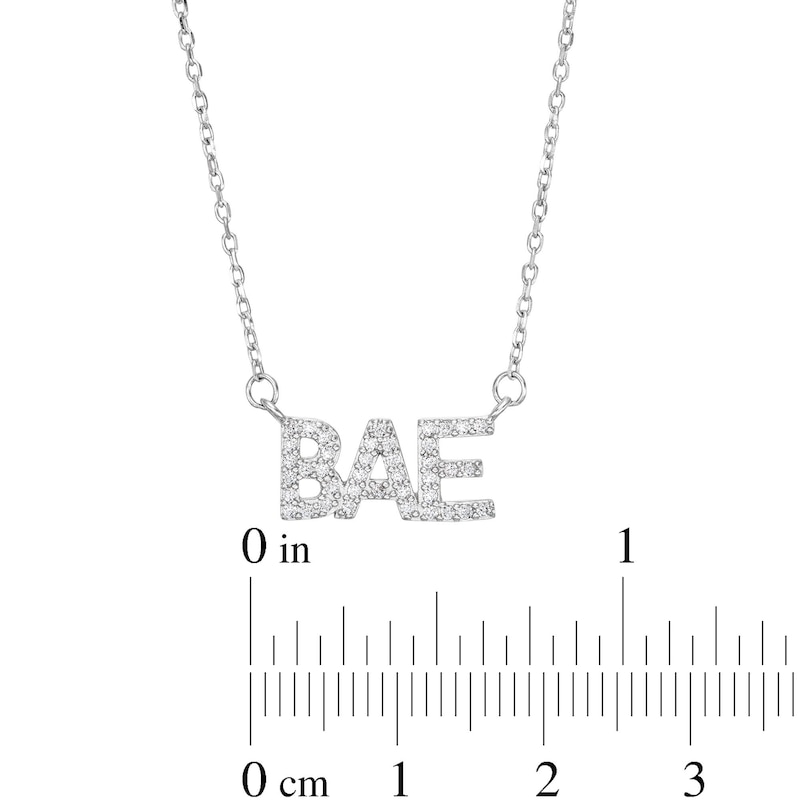 Main Image 2 of Cubic Zirconia Pavé Bae Pendant Necklace in Sterling Silver